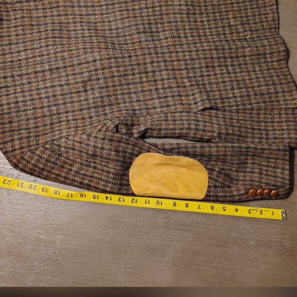 Vintage Polo Ralph Lauren Wool Tweed Blazer Suede Elbow Patch 16 Fits like XS/S - Picture 10 of 16